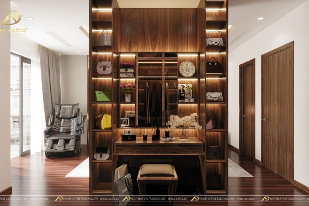 Bàn trang điểm gỗ óc chó BTD-13